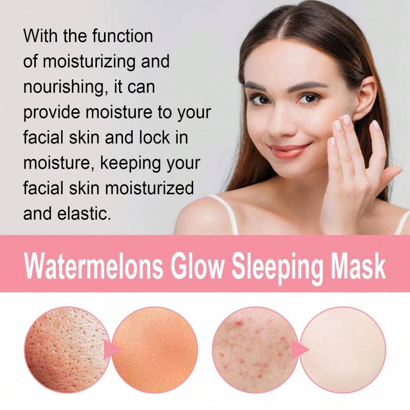 Watermelons Glow Sleeping Mask Face Cream with 50ml Mask Facial Redness Repair Fade Acne Scars Moisturizing The Skin Moisturizing and Brightening