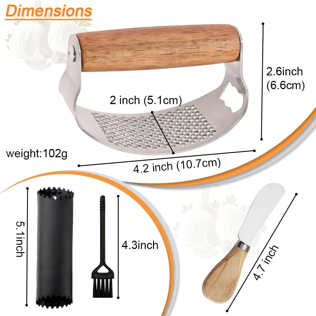 

Garlic Press Rocker Stainless Steel Ginger Crusher, Garlic Mincer and Squeezer Kitchen Gadget with Ergonomic handle, Silicone Tu United States