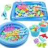 Children'S Magnetic Fishing Toys Inflatable Pool Set Swimming Night Market Stall Park Fishing Children'S Fishing Pool