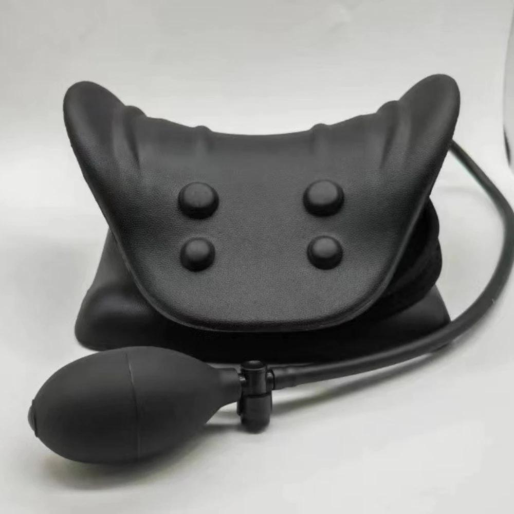 

New PU foam airbag traction pillow with adjustable height, cervical fatigue relaxation muscle group stretcher massage pillow чёрный