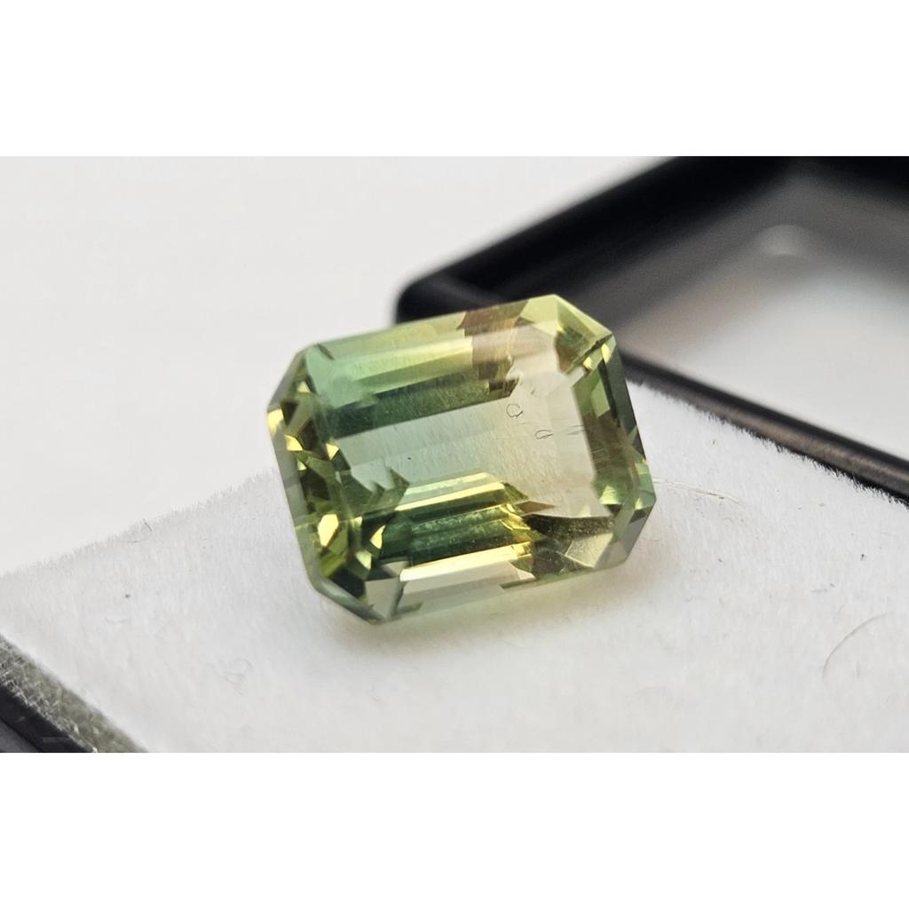5-6 Ct Natural Tourmaline Bi-Color For Making Ring Emerald Cut Gemstone