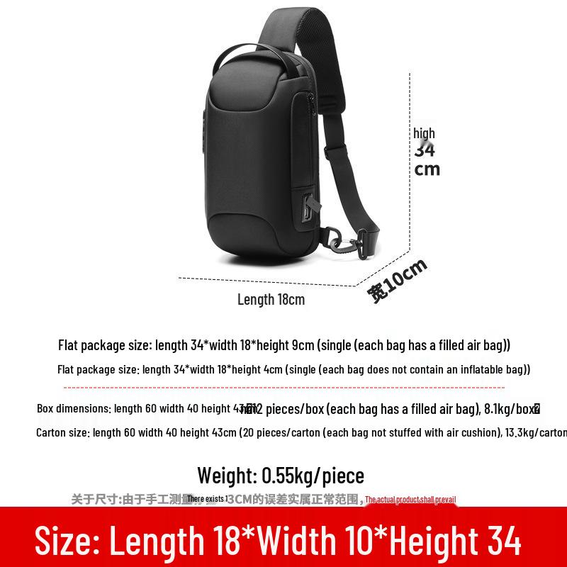 Men's Waterproof Multifunctional Chest Bag: Custom Logo, Casual Messenger, Single Shoulder Crossbody Style