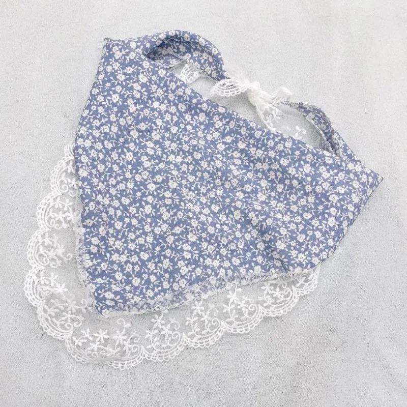 

Bellis Perennis Printting Hair Scarf Scrunchies Lace Triangle Bandanas Hairband Headband Without Clips Elastic Hair синій