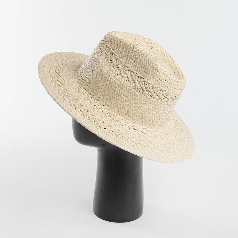 USPOP Fashion Women Sun Hat Casual Hand-woven Wheat Ear Pattern Wide Brim Straw Hat for Spring Summer