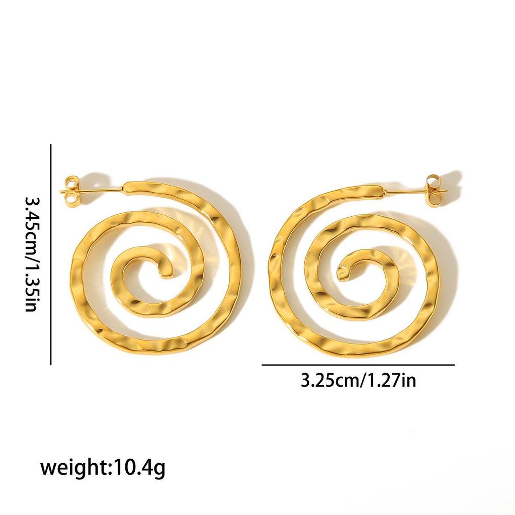 Exaggerated Retro Fan-Shaped Ray Earrings in 18K Gold & Stainless Steel