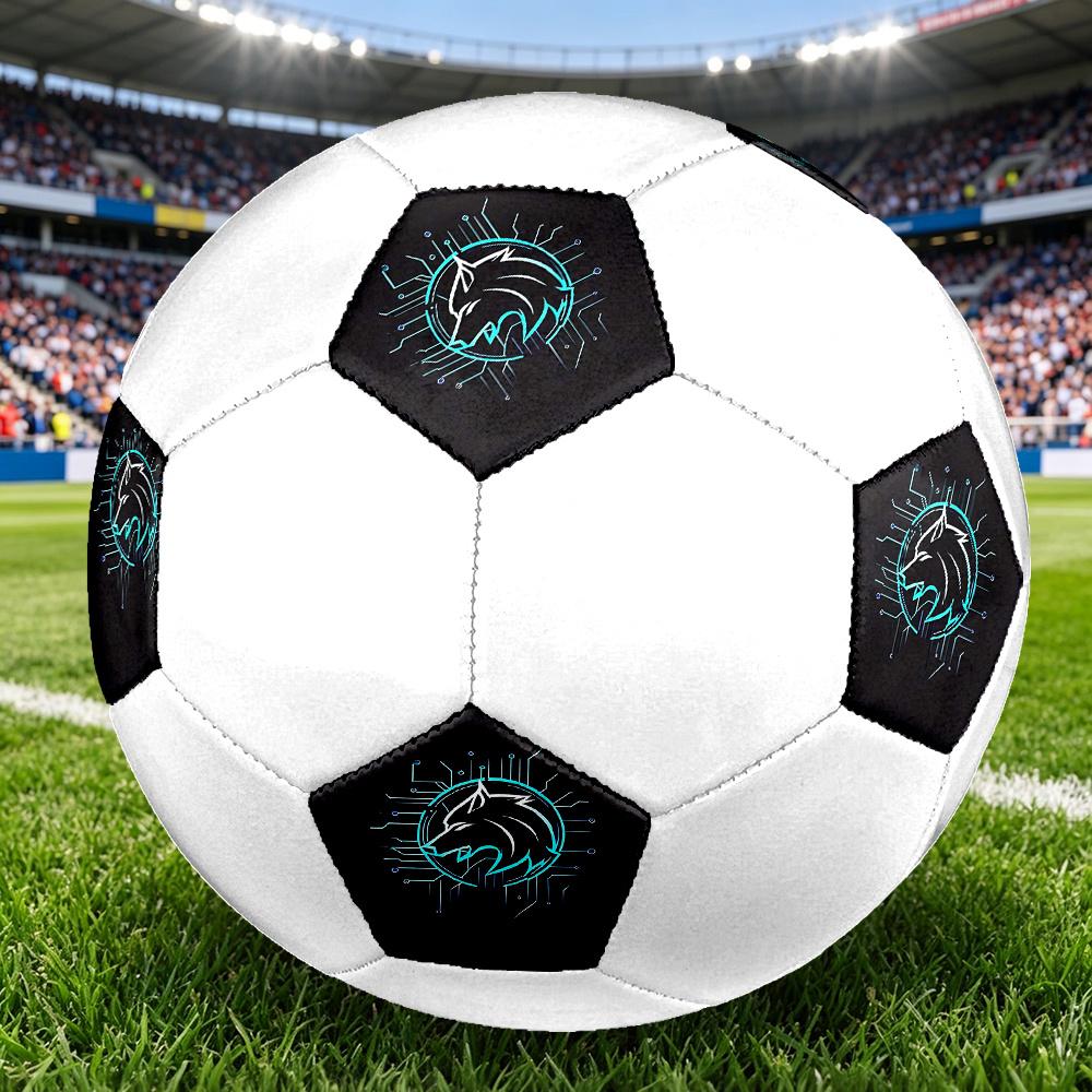 1PC Cyber Wolf Emblem Soccer Ball Size 5 Football Machine Sewn Indoor/Outdoor Universal Football Gift W29