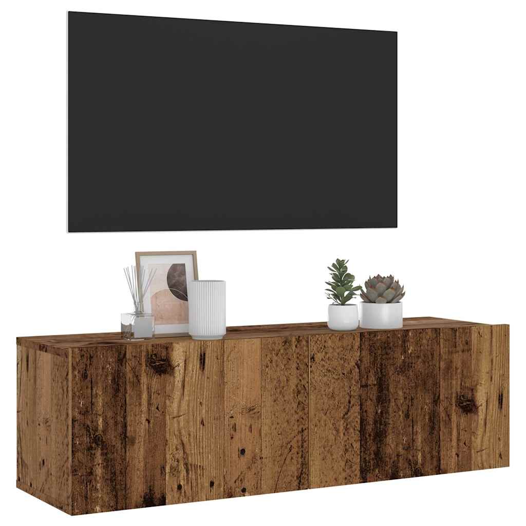 TV Wall Cabinet Rustic Wood Look 100 X 30 X 30 Cm Particleboard