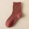 Women's Autumn/Winter Terry Socks - Velvet-Lined, Thick, Mid-Tube, Solid Color, Warm Towel Style.