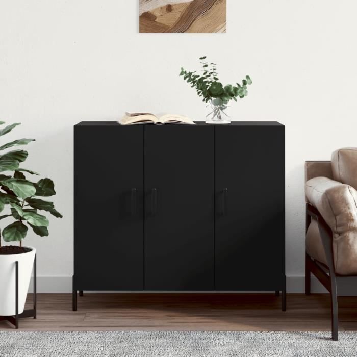 VidaXL Buffet noir 90x34x80 cm bois d'ingénierie 828117
