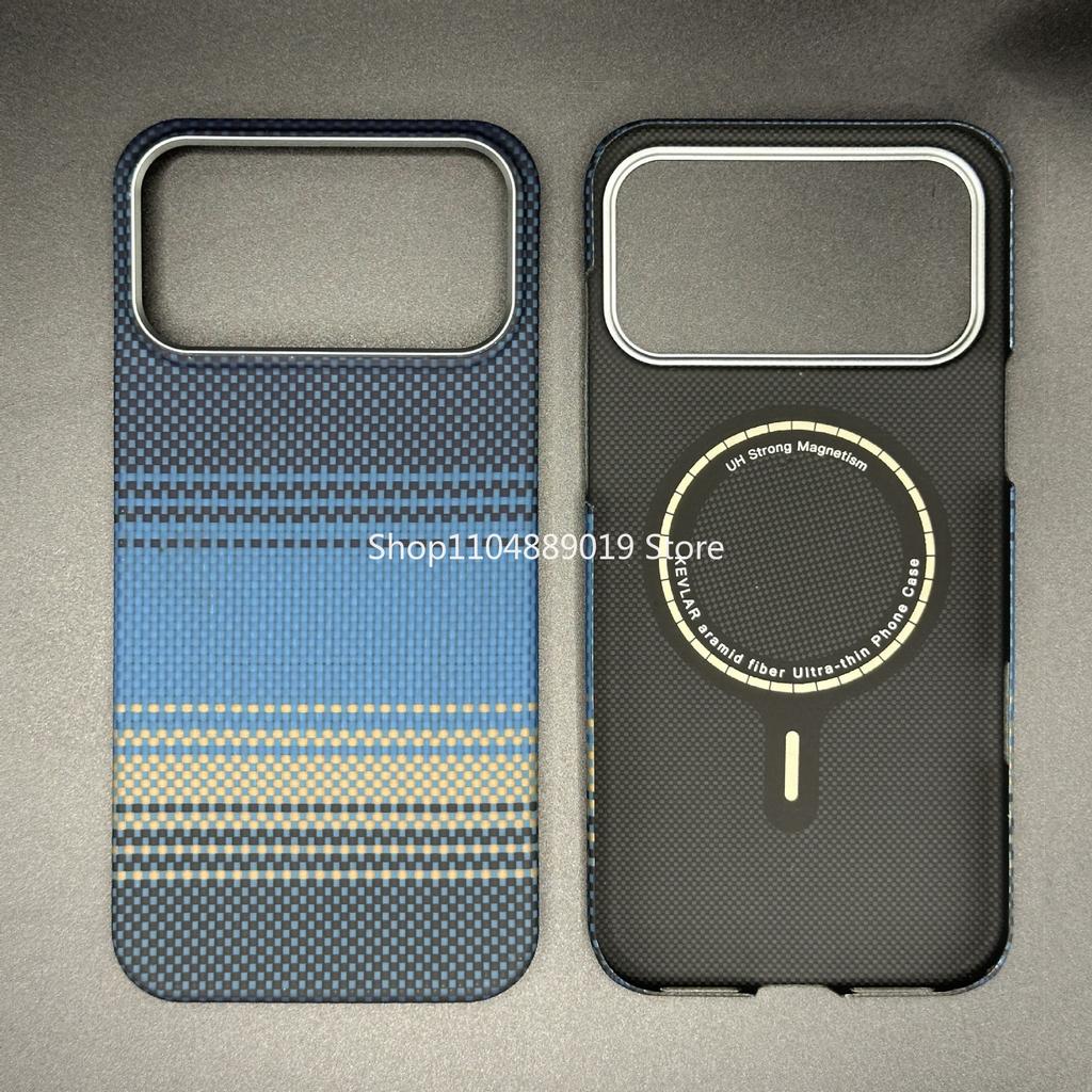 Real Aramid Carbon Fiber for iPhone 17 Air 16 pro max 15pro Ultra-thin Magnetic Case Anti-fall Metal Lens Protection Hard Cover