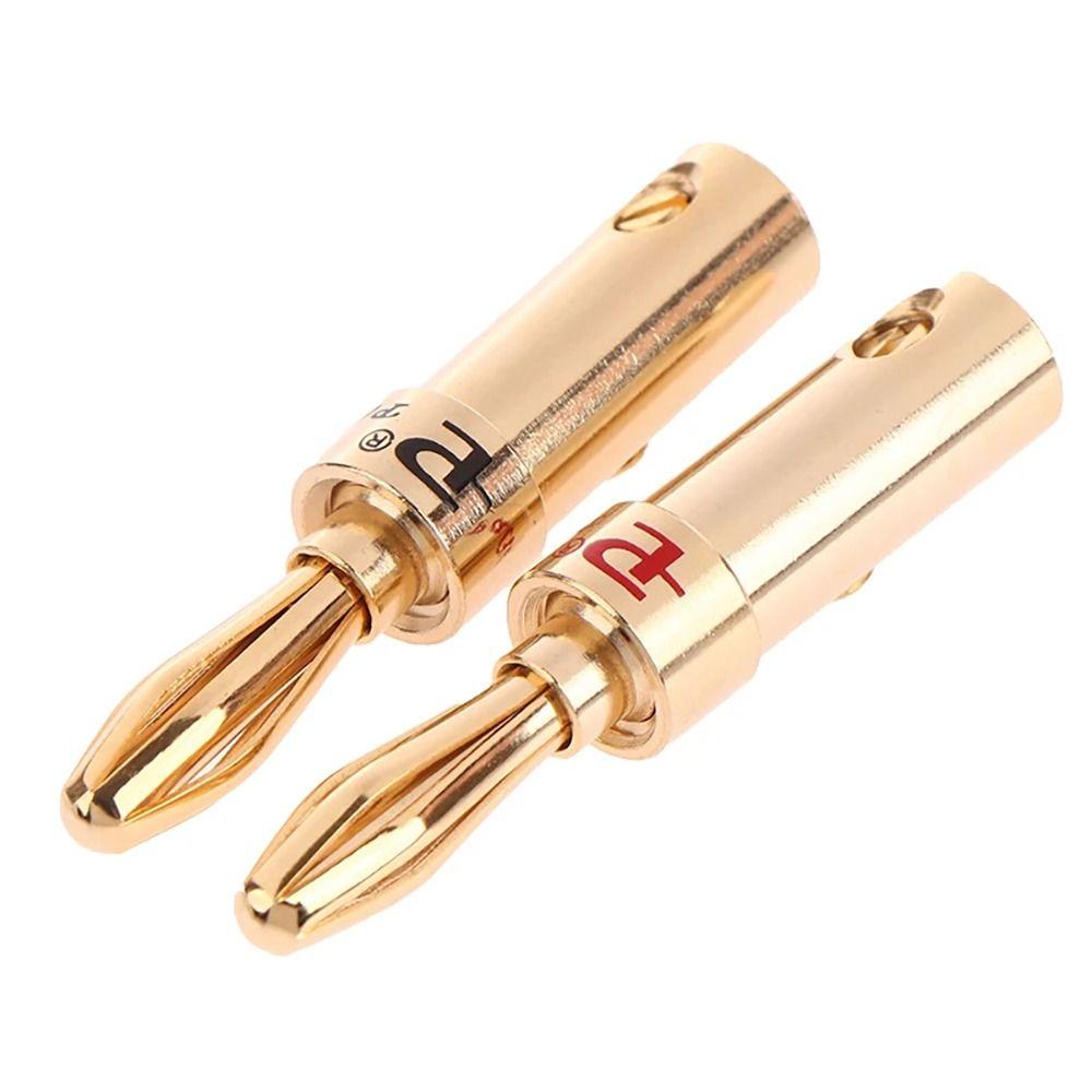 2Pcs Gold-plated Copper Cross Banana Speaker Plug Musical Speaker Cable Audio Banana Connectors