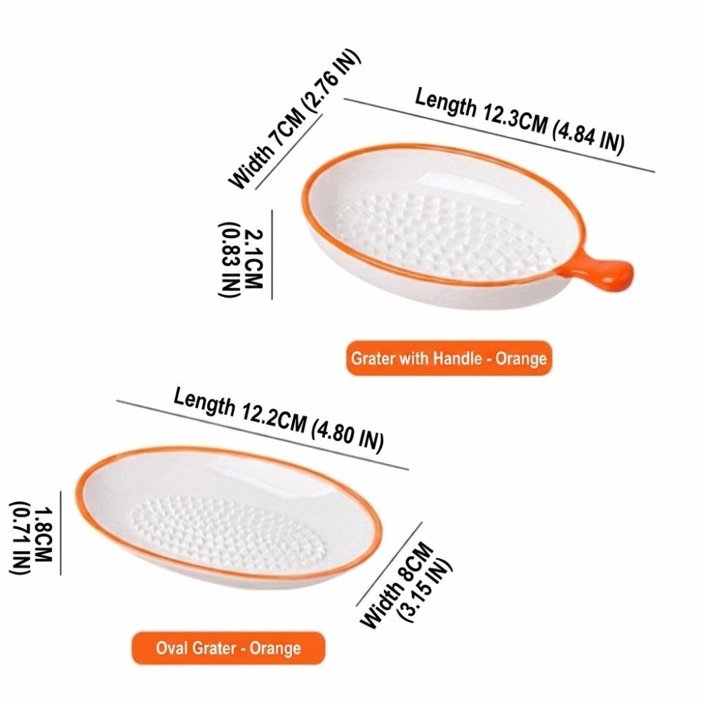 Küchenutensil Ellipse Keramikmörser mit Griff Multifunktionale Ingwerreibe Tragbare Mahlschale Küche