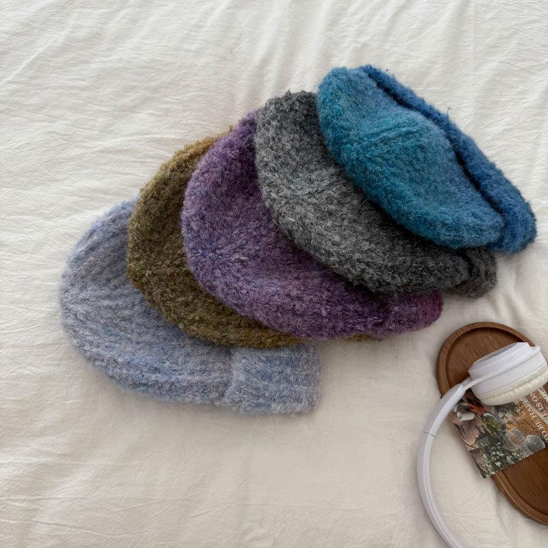Design Color Rendering Gradual Change Knitted Pullover Hat Autumn and Winter Warm and Cold Big Head Circumference Wool Hat