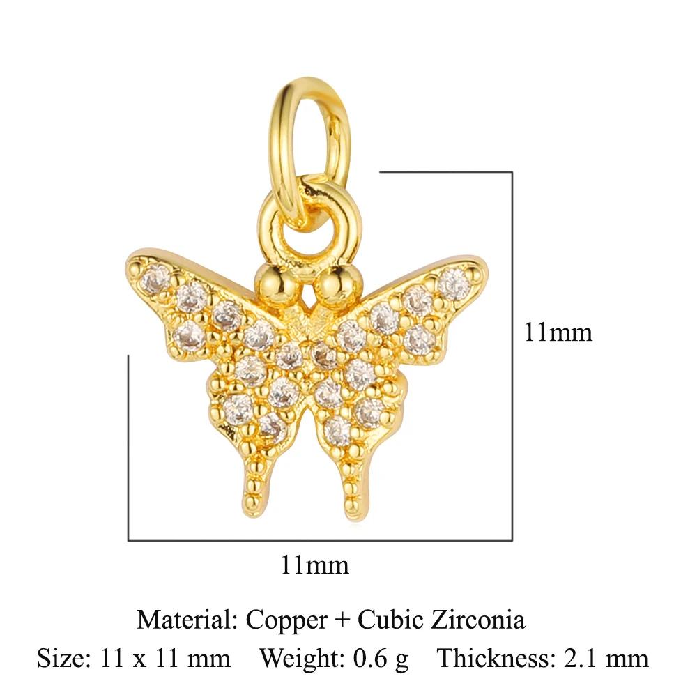 Trendy Brass Cubic Zirconia Life Tree Crown Charm Women Fish Paw Cow Pendant DIY Jewelry Bracelet Earring