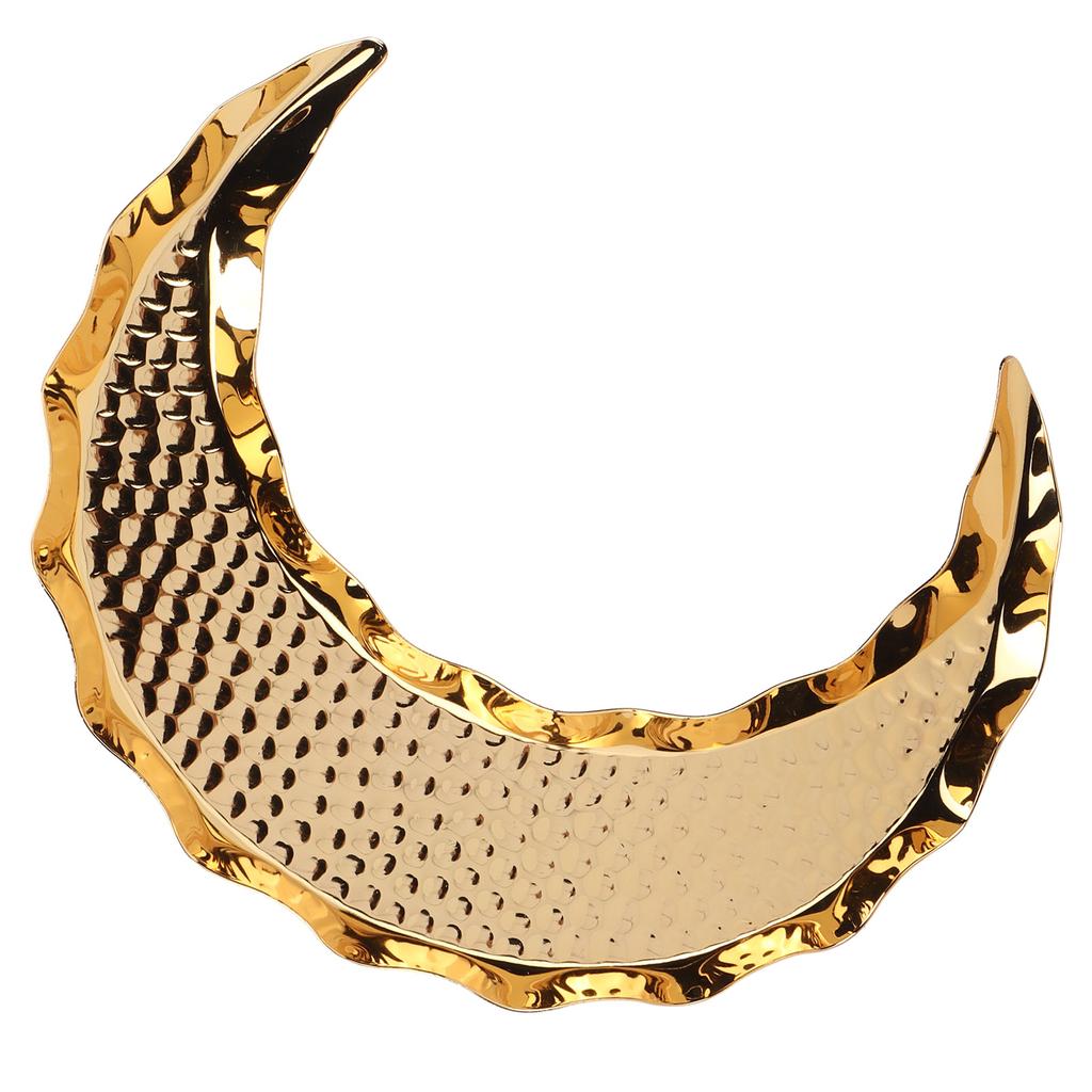 Serving Platter Zinc Alloy Fruit Plate Contemporary HalfMoon Shape Tableware for Home Decoration