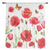 Röda Akvarell Vallmoblommor Skira Gardiner för Vardagsrumsdekoration Fönstergardiner för Kök Tyg Voile Organza Gardiner