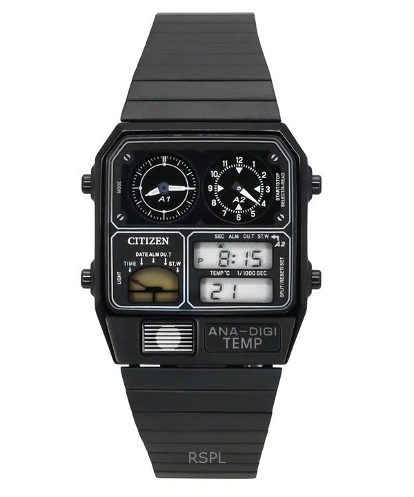 

Часы Citizen Analog Digital Dual Time из нержавеющей стали с черным циферблатом, кварцевые JG2105-93E, мужские чёрный