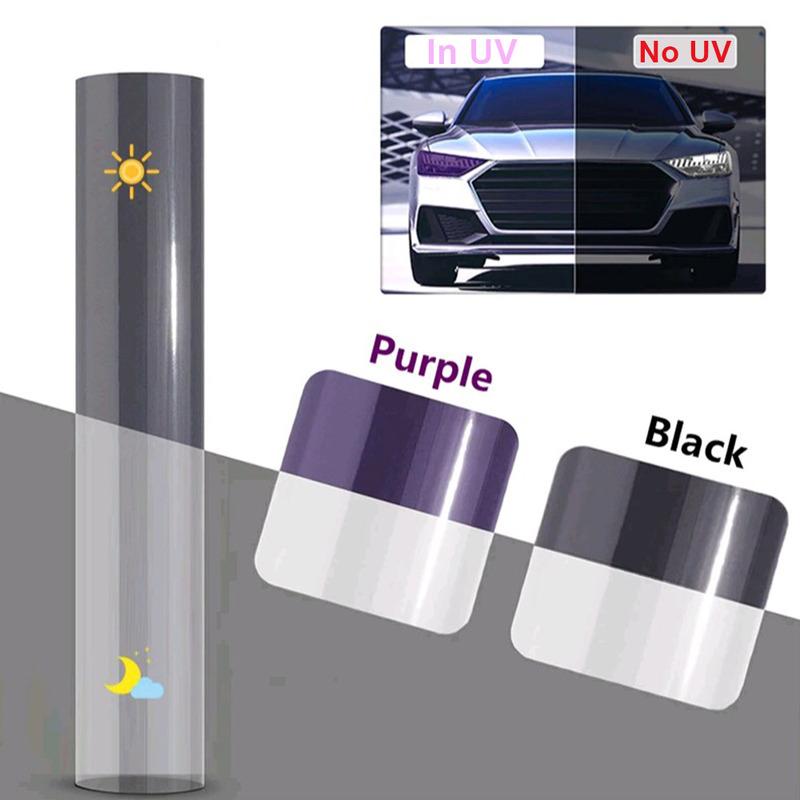 1pc Universal Car Taillight Photochromic Anti-scratch Film Car Headlight UV Color Change Film Car Light Tinting Protection Film