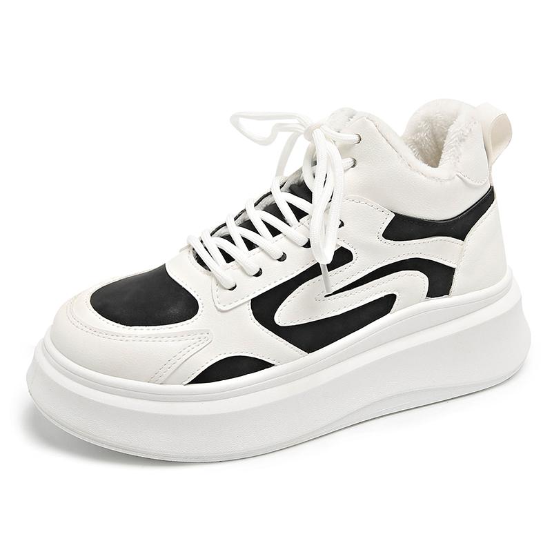 Winter Plush Warm Chunky Sneakers Women Fashion Mix Color Platform Sports Shoes Woman Thick Sole High Top Comfortable Sneakers