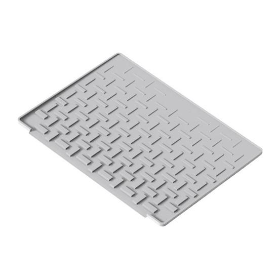 Складной силиконовый коврик для сушки посуды в клетку, четырехскладной, с уклоном, противоскользящий, безопасный для посудомоечной машины, быстрое дренирование воды, кухонный коврик для сушки B темно-серого