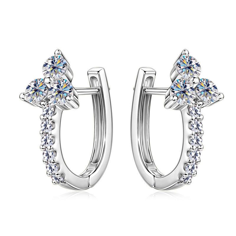 

Silvere Glam Niche Geometric Light Luxury Micro-set Unique Design Moissanite Earrings Bohemian-style Earrings M белый