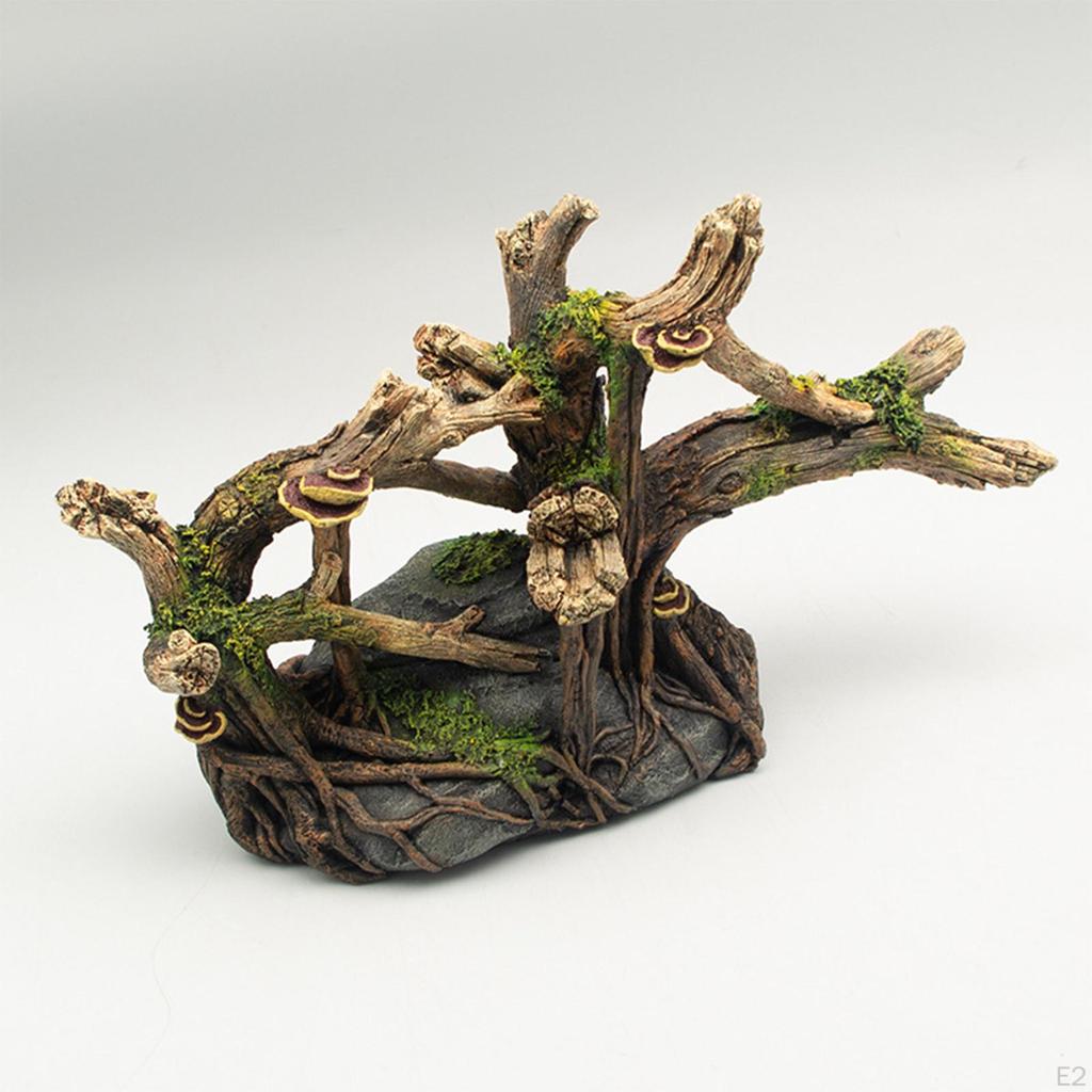 Aquarium Fish Tank Vintage Decorative Bridge Landscape Ornaments Tree Plants Wood Design Pet
