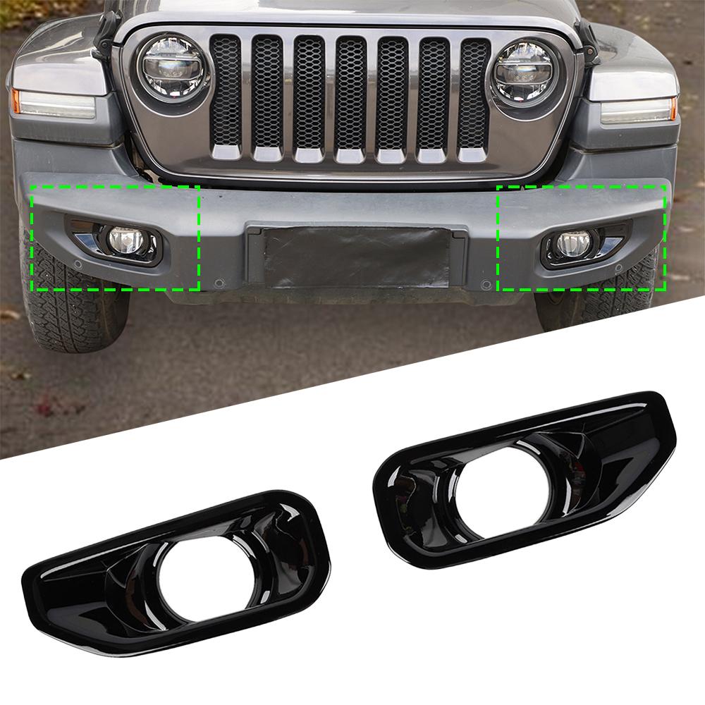 Glossy Balck Car Front Fog Light Lamp Decoration Cover Stickers for Jeep Wrangler JL Gladiator JT 2018-2025 Exterior Accessories