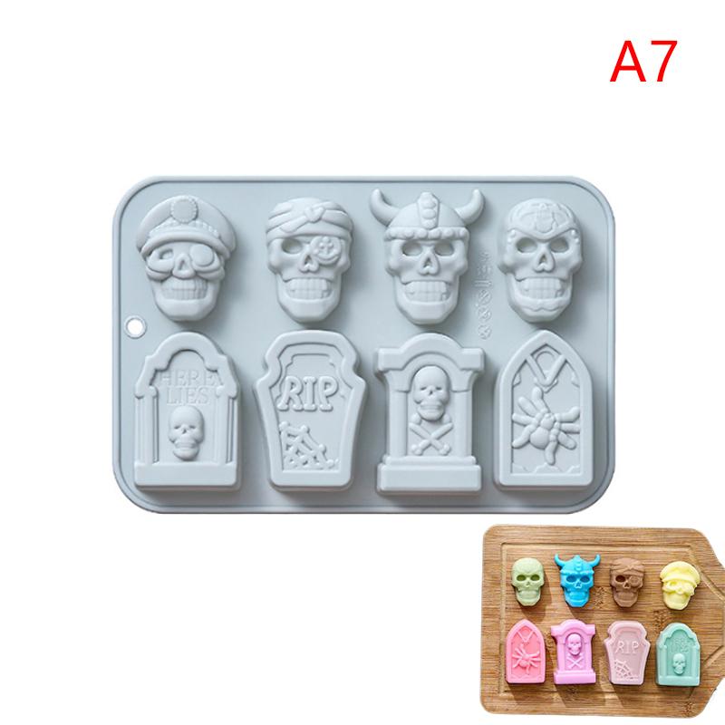 Halloween Silicone Mold Ghosts Pumpkins Bats Haunted Houses Tombstones Designs Baking Mold Chocolate Cakes Soaps Cookies Mold