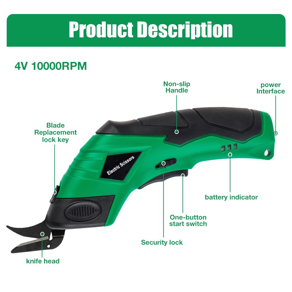 4V Electric Scissors,Professional Cordless Sewing Scissors, USB Charging,Tufting Scissors, Cutting Tools, Manganese Steel Blades