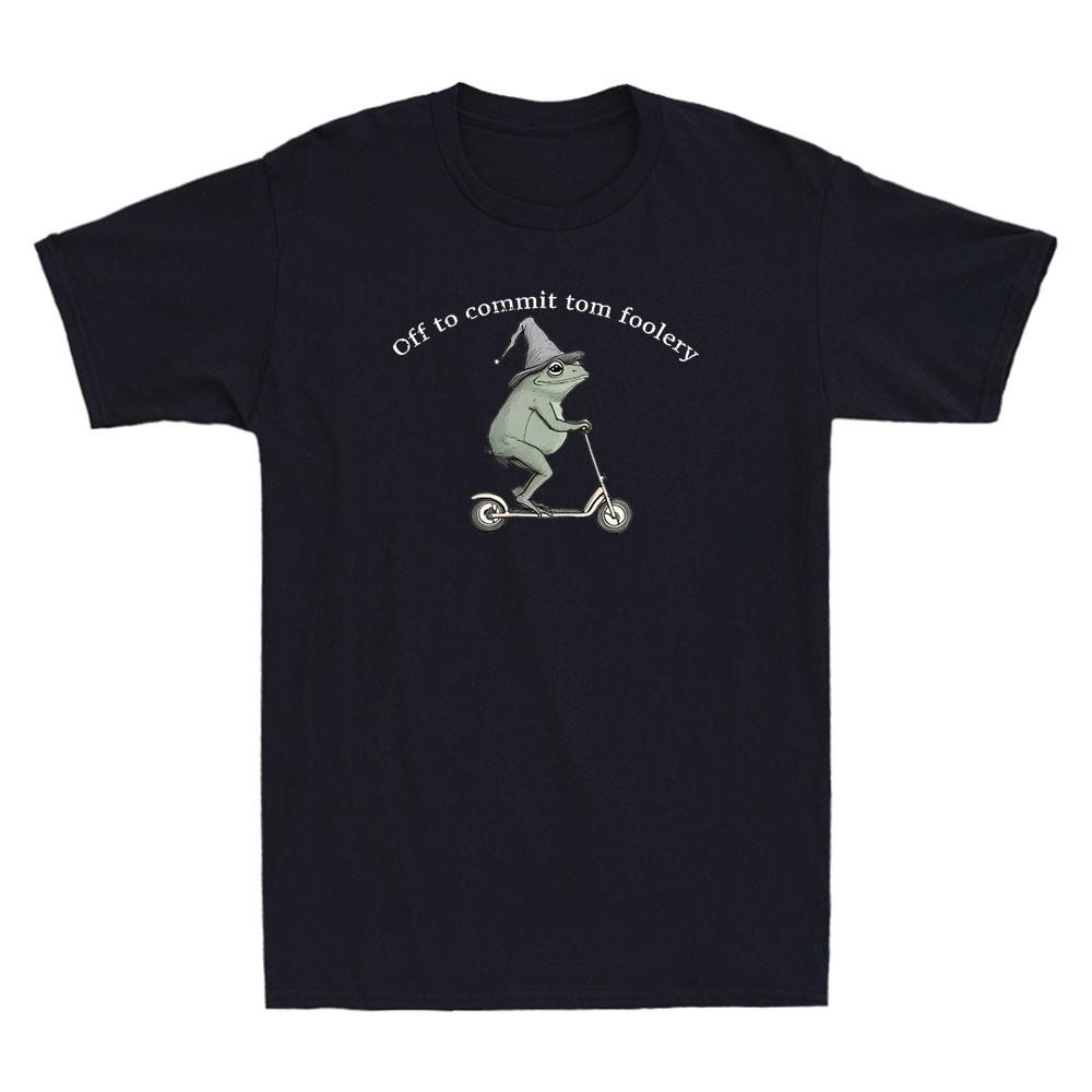 Whimsical Frog Wizard Off to Commit Tom Foolery Frog Funny Meme Men s T-Shirt Unisex T-Shirt S