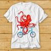 Oktopus auf einem Fahrrad Ozean Meeresliebhaber Kapitän T-Shirt Kultfilm Retro 2377