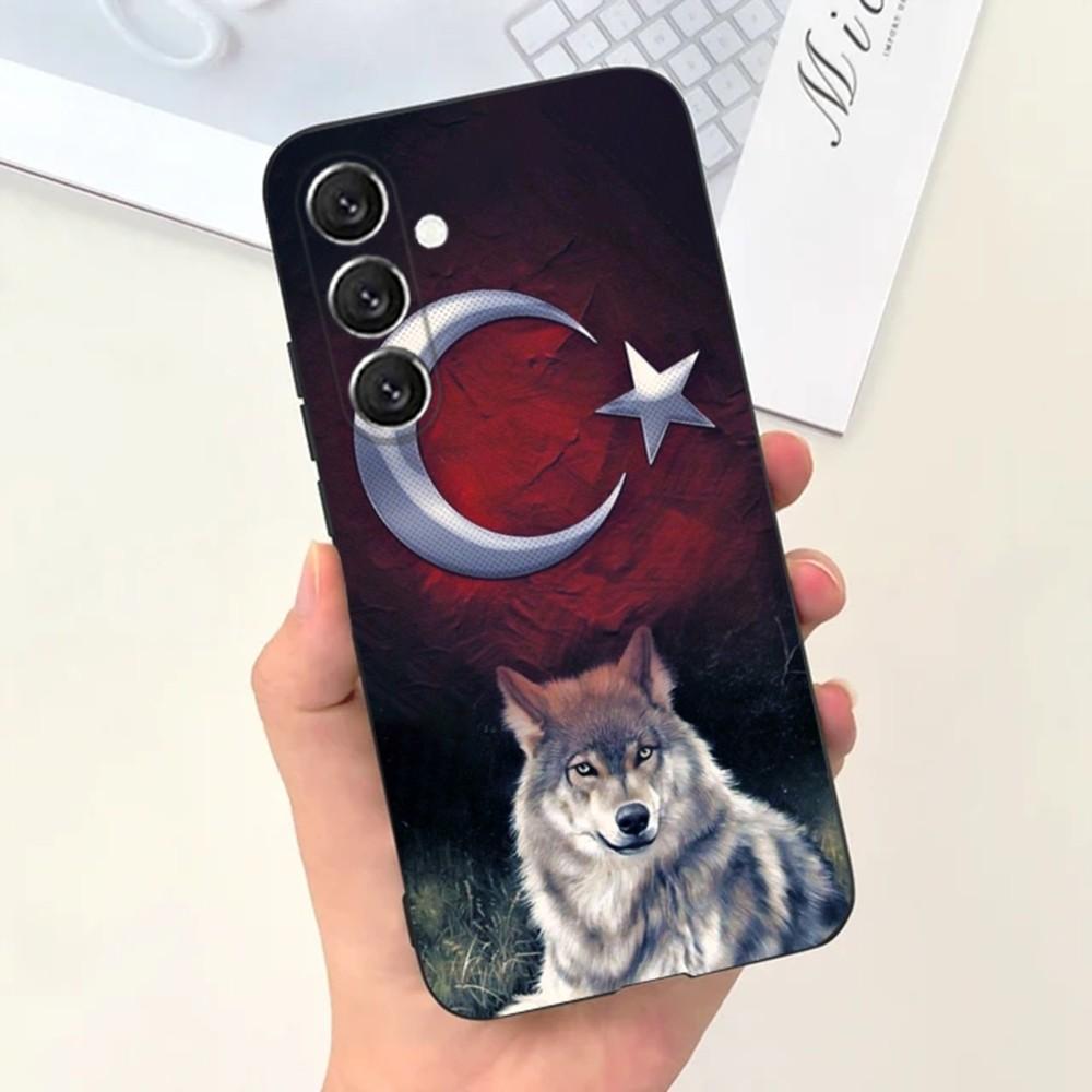 Turk Wolf Turkey Flag  Phone Case For Samsung S25,S24,S21,S22,S23,S30,Ultra,S20,Plus,Fe,Lite,Note,10,9,5G Black Cover