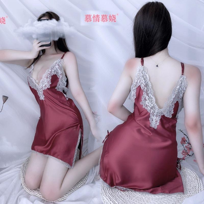 

Сексуальное нижнее белье полое кружево подвязка бордовый чистое желание боковой разрез бант сексуальное горячее average size [wearable weight: within 65kg] красный