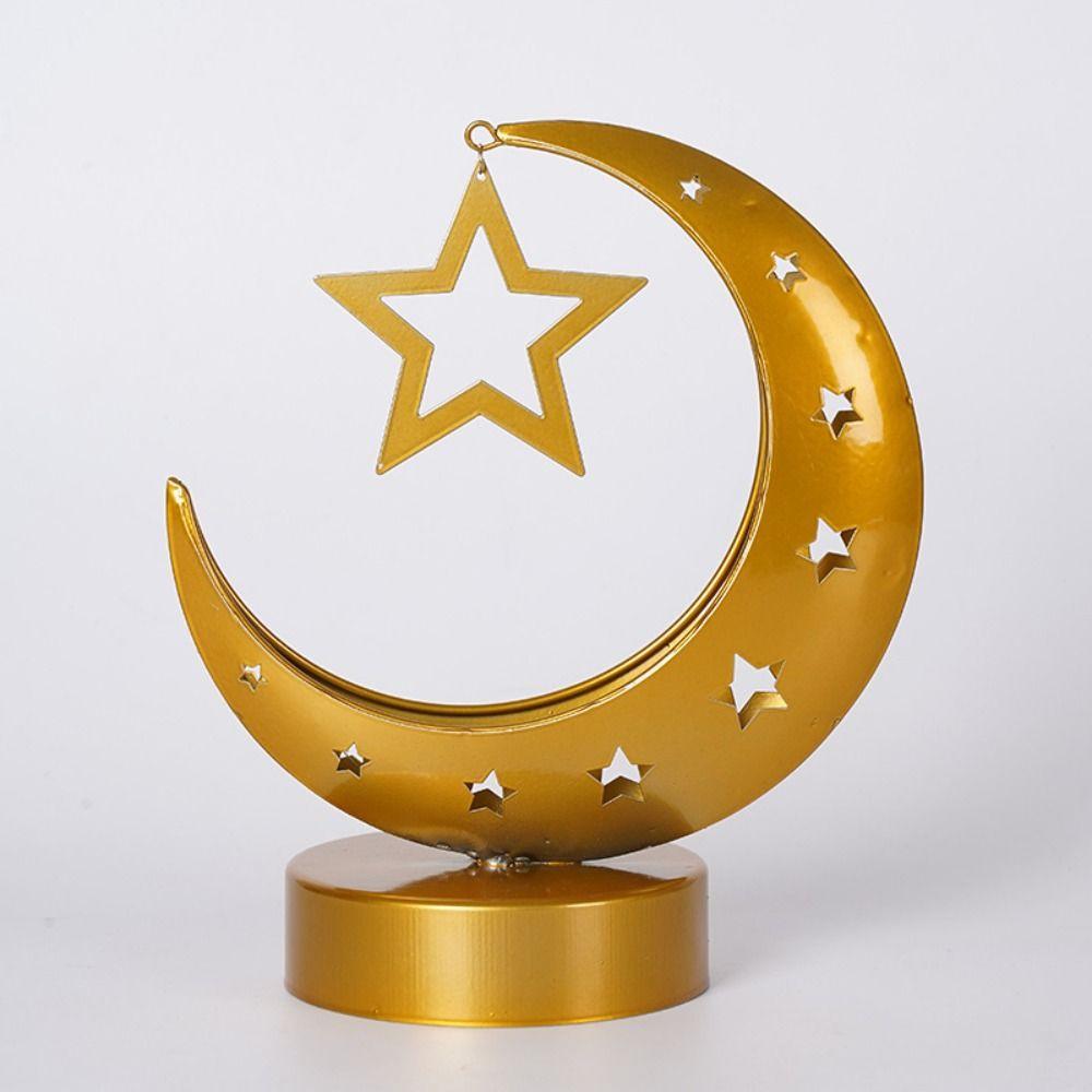 Crescent Star Shape Ramadan Desk Lamp Metal Art Design Ramadan Decorative Light  Bedroom Lighting