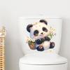 Cute Cartoon Panda with Sunflowers Toilet Sticker Self-Adhesive Removable for Bathroom Home Decor