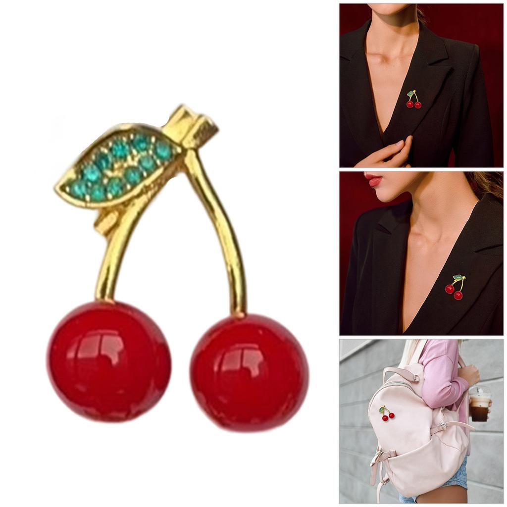 Bright Cherry Fruit Brooch For Women Fashion Accessory Strong Alloy Great For Casual Outings And Special Event