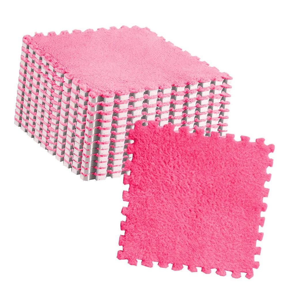10pcs Plush Puzzle Floor Foam Mat Tiles Fluffy Cuttable Anti Slip Interlocking Carpet Tiles
