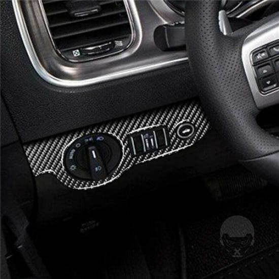 For 2015- Dodge Challenger Carbon Fiber Headlight Switch Frame Cover Trim