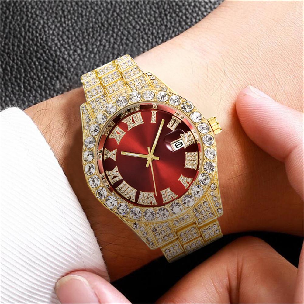 Roman Numeral Full Diamond Ladies Quartz Fashion Watch