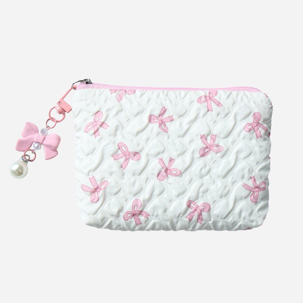 Fashion Bowknot Print Bow Makeup Bag Large Capacity Storage Pouch Cosmetic Bag Toiletry Bag Travel