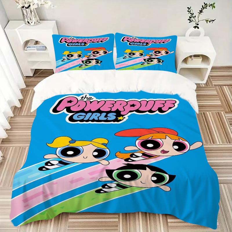 3pcs Blossom Bubbles Buttercup Printed Quilt Set - Includes 1 Quilt Cover and 2 Pillowcases, Machine Washable - Suitable for All Seasons.F002