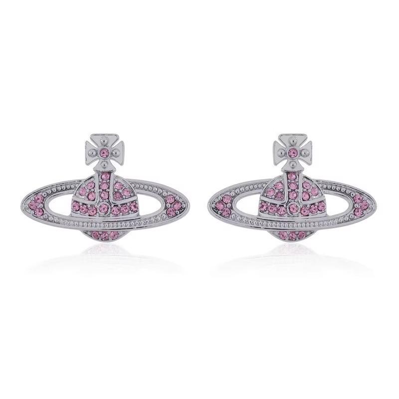 Eleganti Orecchini a Bottone Saturno con Strass per Donna - Design di Nicchia Light Luxury