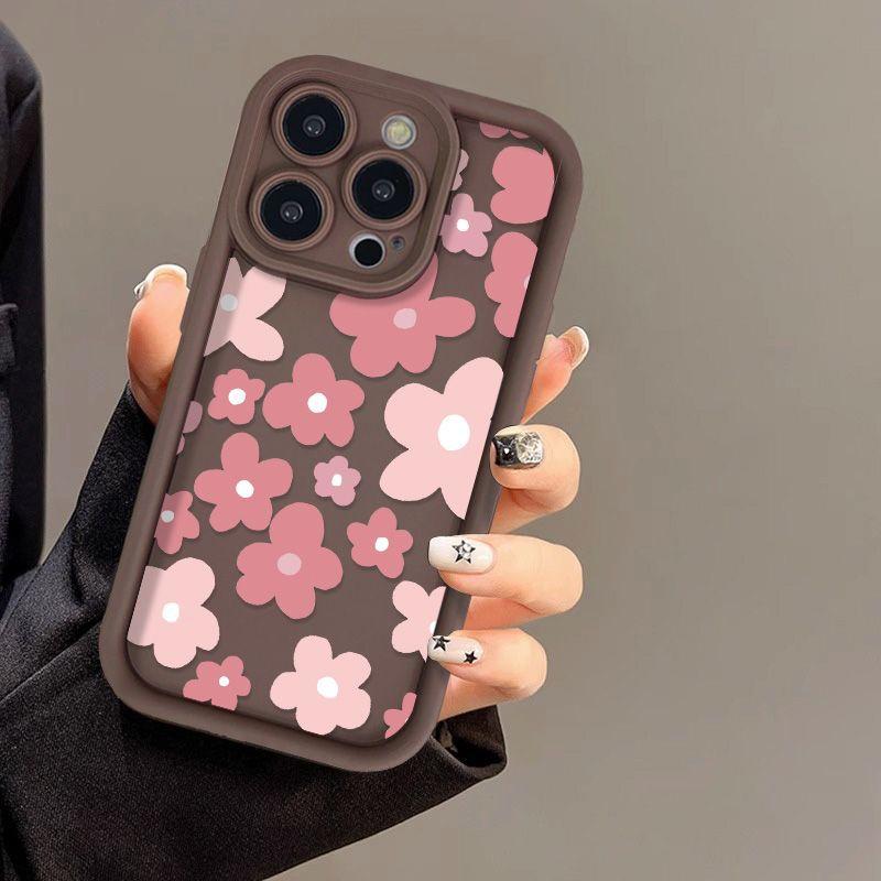 Pink flower for iPhone17ProMax phone case 16 Apple 17 matte 14/15 premium 13 fine holes