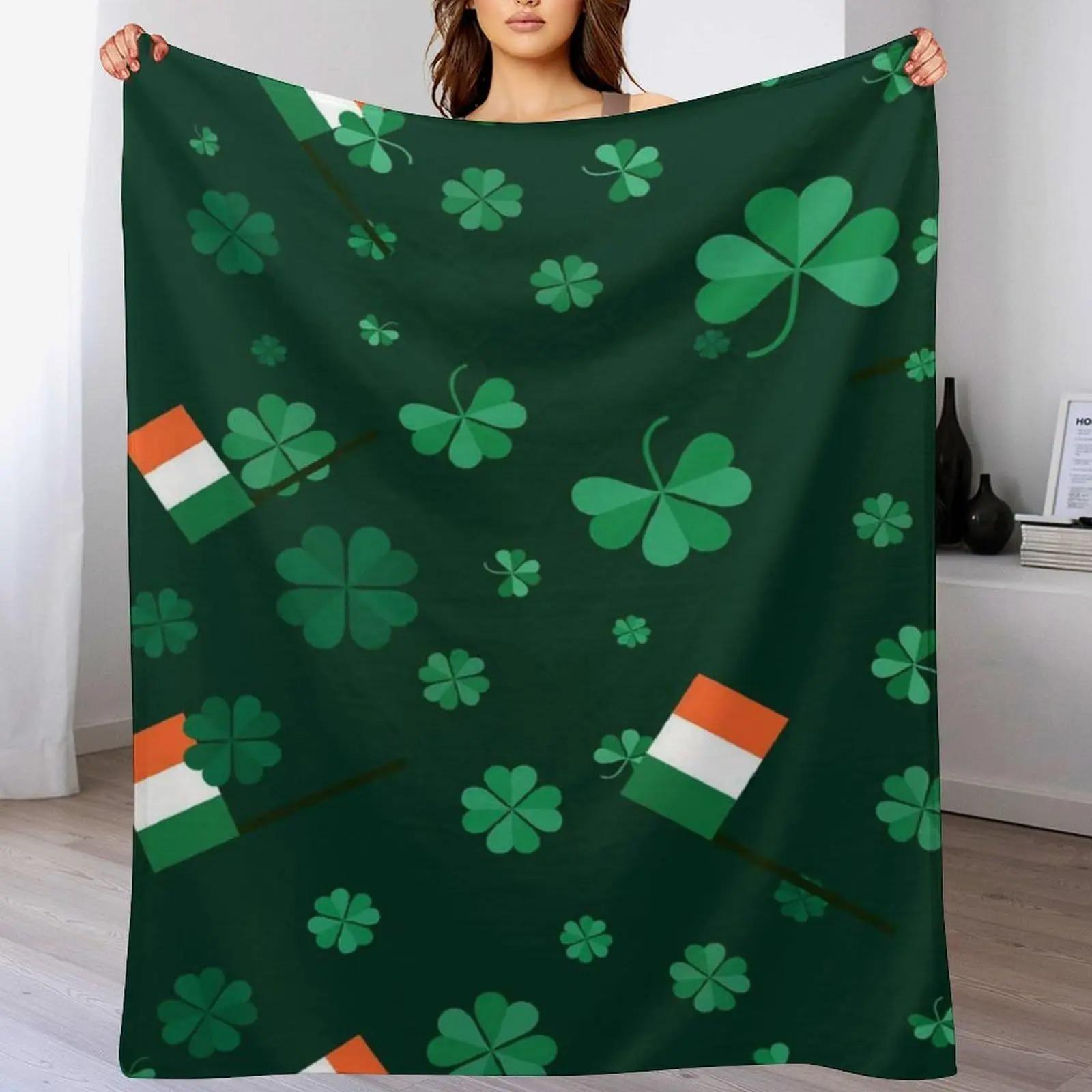 

St. Patrick s Day Series digital-printed polyester Bedroom velvet flannel cover blanket Fleece soft sofa cover blankets for beds 70x100cm білий