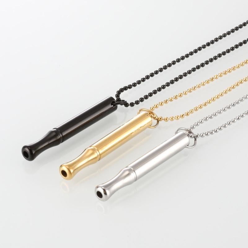 Stainless Steel Meditation Mindfulness Pendant with Whistle Design Meditation Necklace Breathing Exercise Tool for Adult