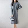 Women Sweater Dress 100% Wool MODERN NEW SAGA Turn-down Collar Knit Long Pullover Winter Jumpers Wool Long Dress Female
