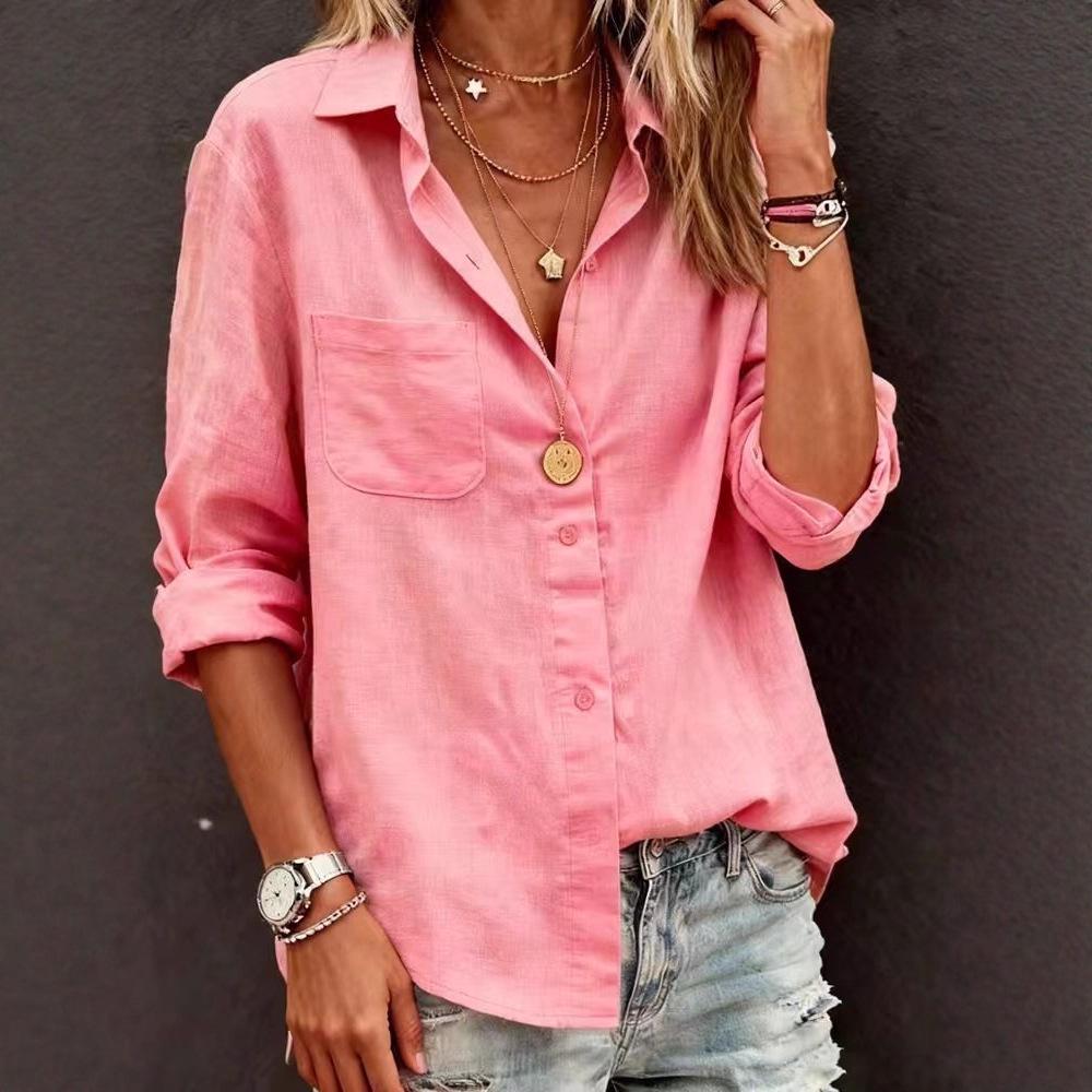 2026 Women's Multi-color Cotton Long Sleeve Casual Cardigan Shirt