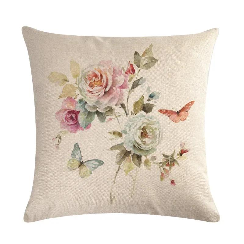 Modern Spring Paris Pillows Case Decor Home Bird Flower Pillowcase 40X40 Cm Garden Chair Pillow Pillowcases For Pillows 45X45