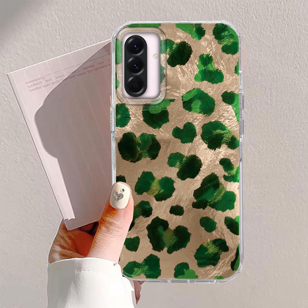 Pink Green Leopard Print Women Phone Case for Samsung Galaxy A16 A55 A07 A17 A56 A36 A26 A53 A06 A14 A24 A34 A54 A15 A12 Cover