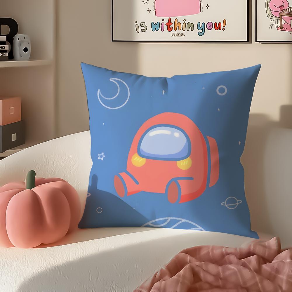 Fun Deduction Party Board Game AAmong Us Cushion Cover Pillowcase Short Plush Invisible Zipper Room Sofa Cushion Cover